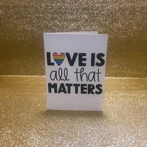 Carte de fierté, fierté, l'amour est l'amour, l'amour est tout ce qui compte, carte de fierté imprimée, célébration de la fierté LGBTQ +, carte vierge, carte de voeux