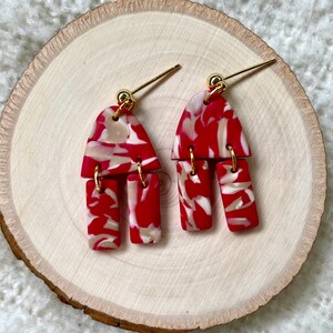 Abstract red earrings