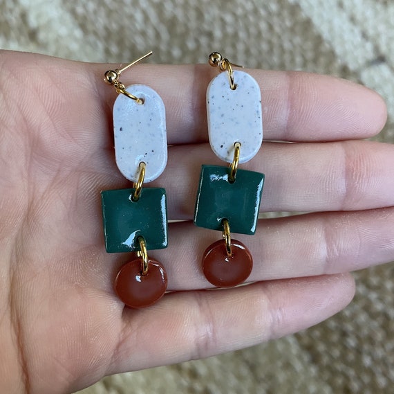 Abstract geometric polymer clay earrings