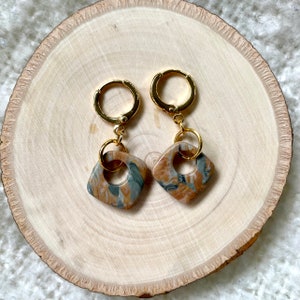 Blue & orange huggie earrings