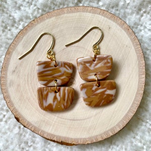 Orange/brown polymer clay earrings