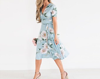 ladies floral wrap dress