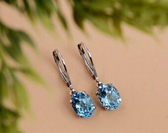 Sterling Silver w/Solid 14k Antiqued Light Swiss Blue Topaz Post Earrings 18 x10mm Sterling Silver w/Solid 14k Antiqued Light Swiss Blue Topaz Post Earrings 18 x10mm