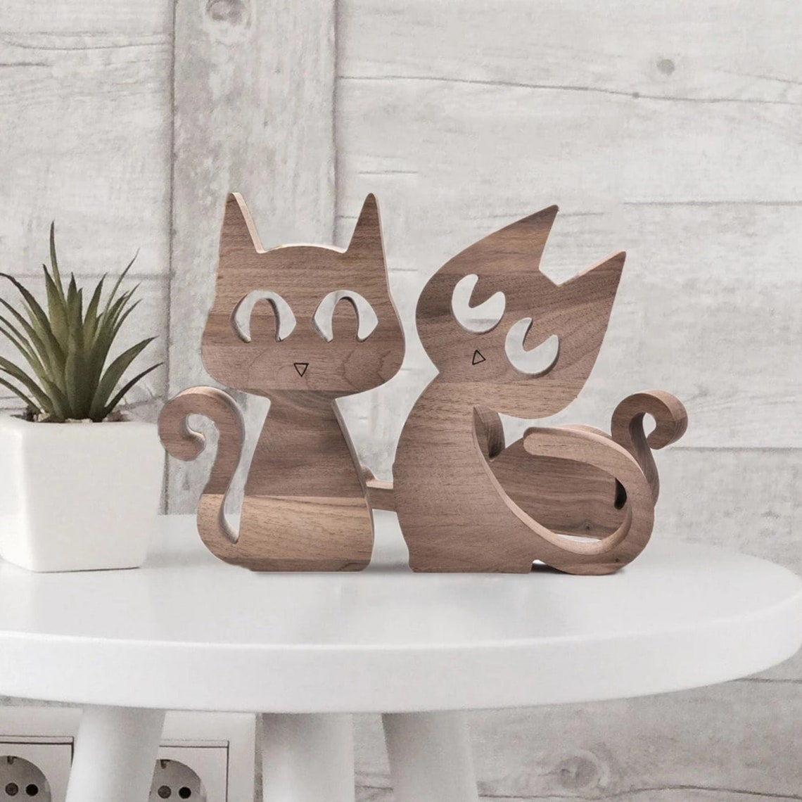 Daily Boutik Wooden Cat Figurines Decoration Handmade Desktop Etsy