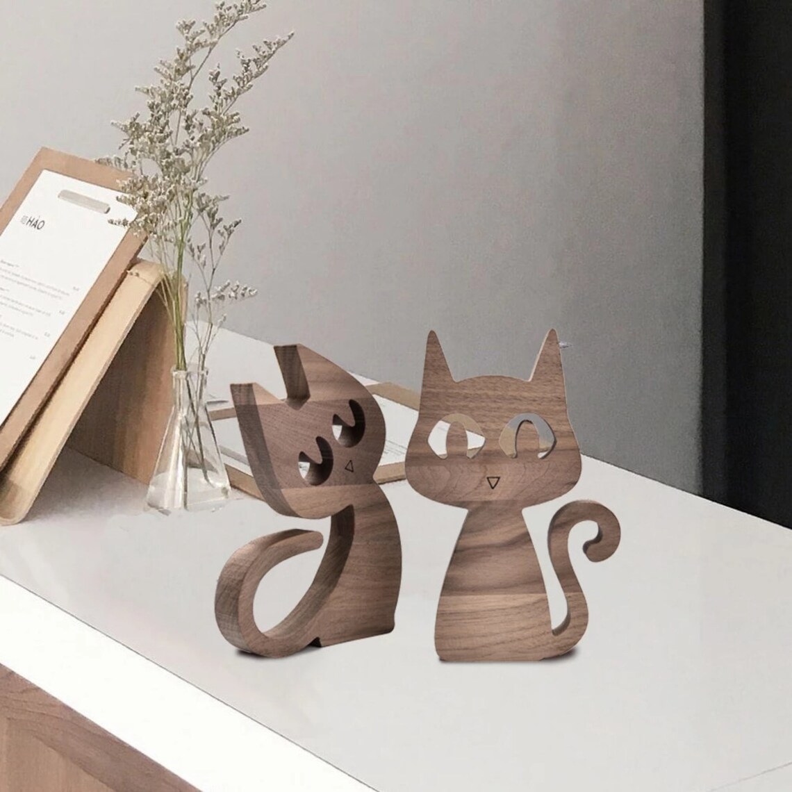 Daily Boutik Wooden Cat Figurines Decoration Handmade Desktop Etsy