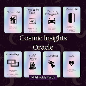 Cosmic Insights Printable Oracle Deck | 40 Cards | Printable | Downloadable |