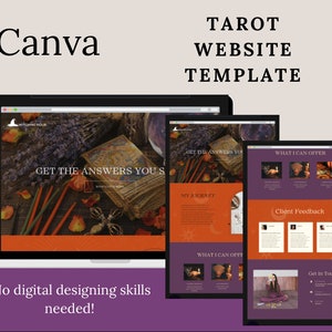 Website Template, Template for Tarot Readers, Modern Website Template, Sales Page, Tarot Reading Template, Spiritual, Crystal Website