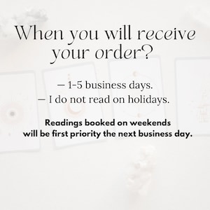 May include: Text on a white background reads "When you will receive your order?" followed by details about order processing times, including 1-5 business days and weekend priority. The text is in black.