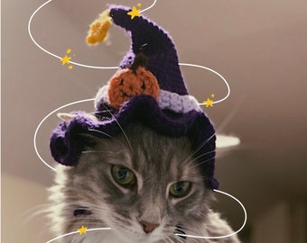 Crochet witch hat for cat