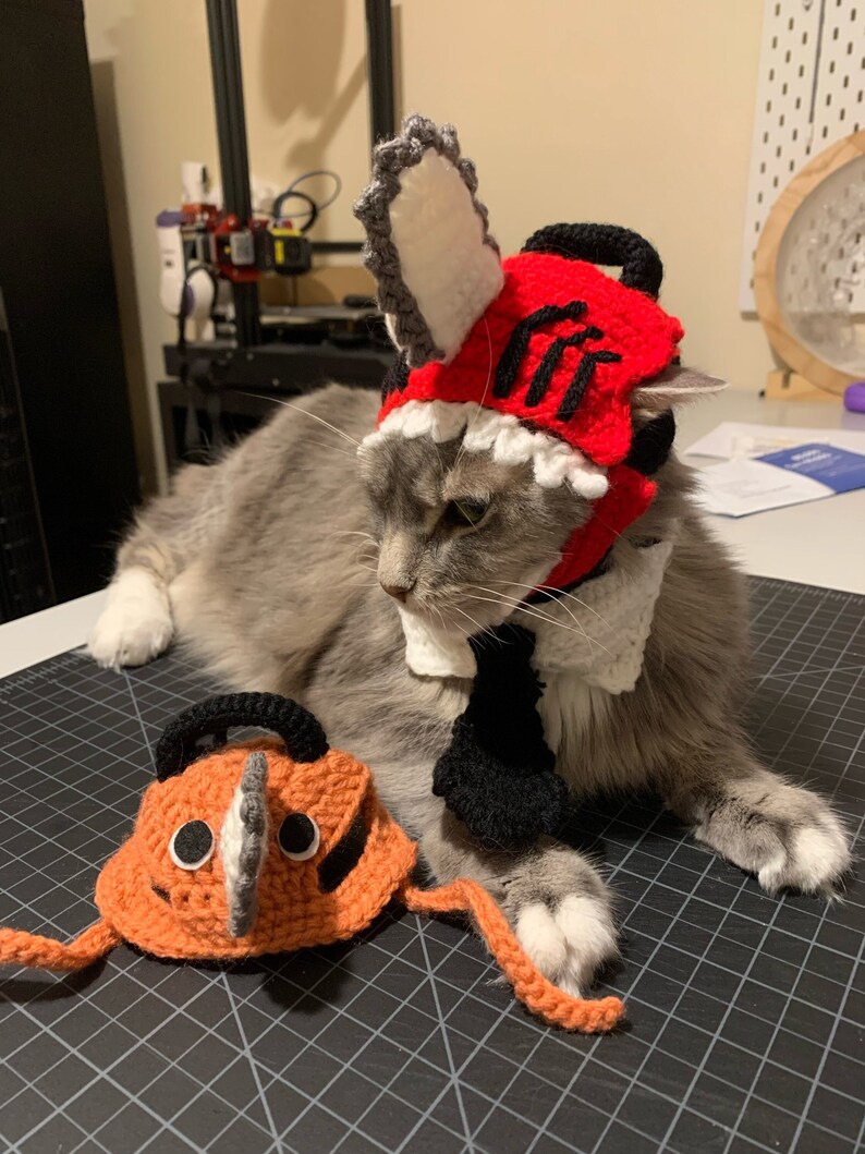 Crochet Chainsaw Man Costume for Cat Etsy