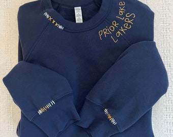 School Spirit Custom Embroidery Sweatshirt- Navy