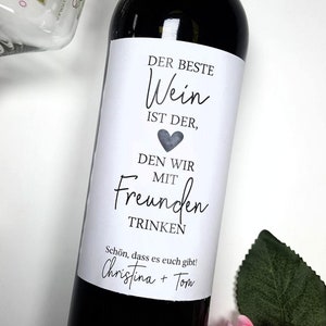 Personalisiertes Wein Flaschen Etikett Freunde Wein | Geschenk Geburtstag Freundschaft Freundin Freund Trauzeugin Weinetikett personalisiert