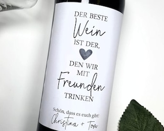 Personalisiertes Wein Flaschen Etikett Freunde Wein Geschenk Geburtstag  Freundschaft Freund Freundin Trauzeugin Weinetikett personalisiert - .de