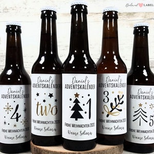 Personalized Advent Calendar Beer Bottles Label | Advent Christmas Christmas Gift Friend Dad Husband Bottle Label Gift