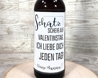 Personalisiertes Bier Flaschen Etikett Scheiß auf Valentinstag für Männer | Valentinstagsgeschenk Geschenk Weinetikett Ihn Freund Mann