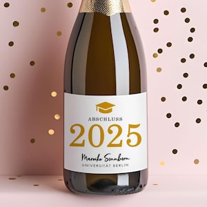 Abschlussgeschenk Abschluss 2025 | Personalisiertes Sektetikett | Geschenk Abitur Bachelor Master Absolvent Absolventin Promotion Ausbildung