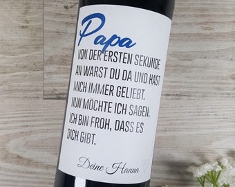 Personalisiertes Wein Flaschen Etikett Vatertag Geschenk | Weinetikett Vatertagsgeschenk Geburtstag Bester Papa Vater