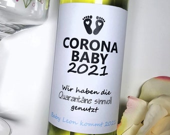 Personalisiertes Wein Flaschen Etikett Schwangerschaft verkünden Baby Überraschung Schwanger Geschenk Weihnachten Baby Eltern Oma Opa Corona