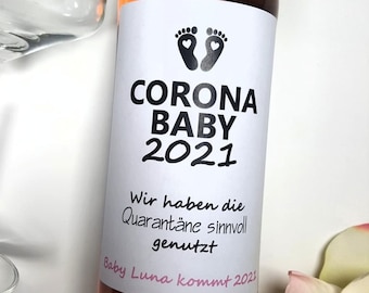 Personalisiertes Wein Flaschen Etikett Schwangerschaft verkünden Baby Überraschung Schwanger Geschenk Weihnachten Baby Eltern Oma Opa Corona