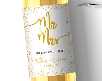 Personalisiertes Hochzeitsgeschenk Mr&Mrs Gold | Wein Flaschen Etikett Hochzeit Geschenk Weinetikett Hochzeitsdeko Mr Mrs personalisiert