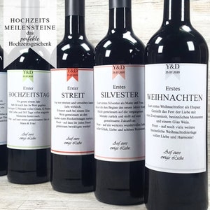 Hochzeit Meilensteine Wein Etiketten || Hochzeitsgeschenk Personalisiert Geschenk Hochzeit Weinetikett Flaschenetiketten Erster Hochzeitstag