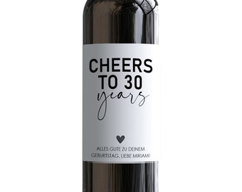 Personalisiertes Wein Flaschen Etikett 30 40 50 Geburtstag Cheers | Geburtstagsgeschenk Freundin Freund Weinetikett Birthday Dirty Thirty