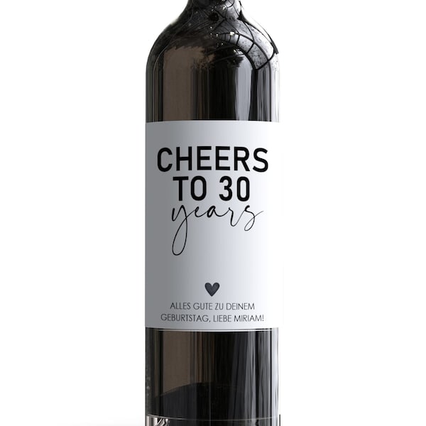 Personalisiertes Wein Flaschen Etikett 30 40 50 Geburtstag Cheers | Geburtstagsgeschenk Freundin Freund Weinetikett Birthday Dirty Thirty