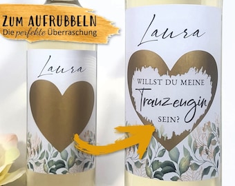 Personalisiertes Wein Flaschen Etikett Trauzeugin fragen Brautjungfer fragen Rubbellos | Willst du meine Trauzeugin sein | Weinetikett Frage