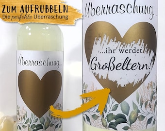 Personalisiertes Wein Flaschen Etikett Überraschung Schwangerschaft verkünden Rubbellos | Schwanger Baby Eltern Geschenk Weinetikett