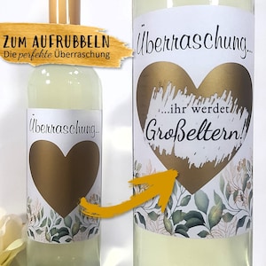 Personalisiertes Wein Flaschen Etikett Überraschung Schwangerschaft verkünden Rubbellos | Schwanger Baby Eltern Geschenk Weinetikett