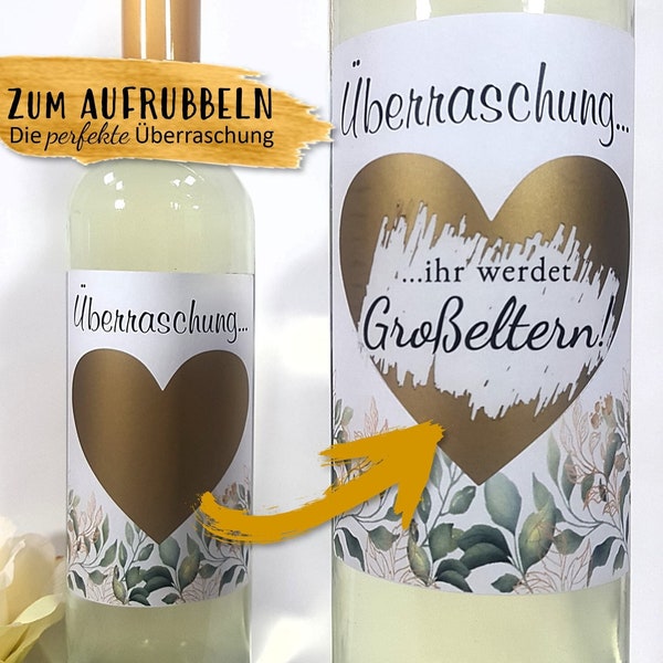 Personalisiertes Wein Flaschen Etikett Überraschung Schwangerschaft verkünden Rubbellos | Schwanger Baby Eltern Geschenk Weinetikett