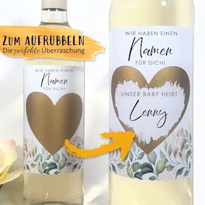 Personalisiertes Wein Flaschen Etikett Baby Name verkünden Rubbellos || Name Baby Babyname Babys Kind Überraschung aufrubbeln Weinetikett
