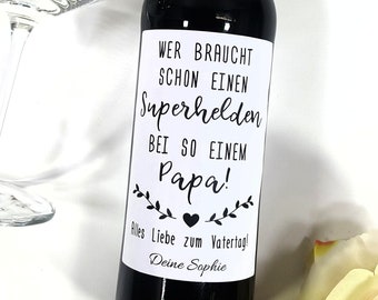 Personalisiertes Wein Flaschen Etikett Vatertag Geschenk | Superheld Weinetikett Vatertagsgeschenk Bester Papa Vater Dad Corona