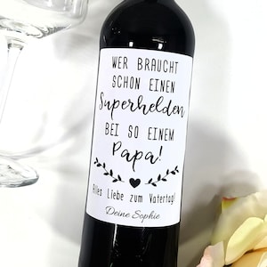 Personalisiertes Wein Flaschen Etikett Vatertag Geschenk | Superheld Weinetikett Vatertagsgeschenk Bester Papa Vater Dad Corona