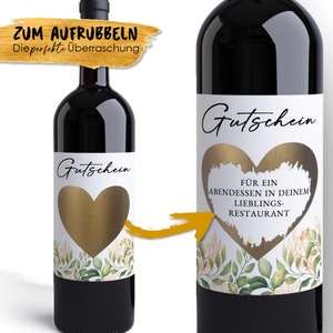 Personalisiertes Weinetikett Gutschein Rubellos | Geburtstag Geschenk Geburtstagsgeschenk Weihnachten Wein Freundin Freund Karte