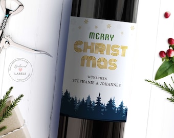 Personalisiertes Wein Flaschen Etikett Weihnachten | Geschenk Weihnachtsgeschenk Freundin Freunde Überraschung Weinetikett Flaschenetikett