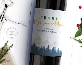 Personalisiertes Wein Flaschen Etikett Weihnachten || Geschenk Weihnachtsgeschenk Freundin Freunde Überraschung Weinetikett Flaschenetikett