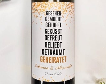 Personalisiertes Hochzeitsgeschenk | Wein Flaschen Etikett Hochzeit Geschenk Weinetikett Hochzeitstag Hochzeitstagsgeschenk Valentinstag