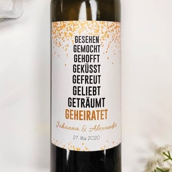 Personalisiertes Hochzeitsgeschenk | Wein Flaschen Etikett Hochzeit Geschenk Weinetikett Hochzeitstag Hochzeitstagsgeschenk Valentinstag