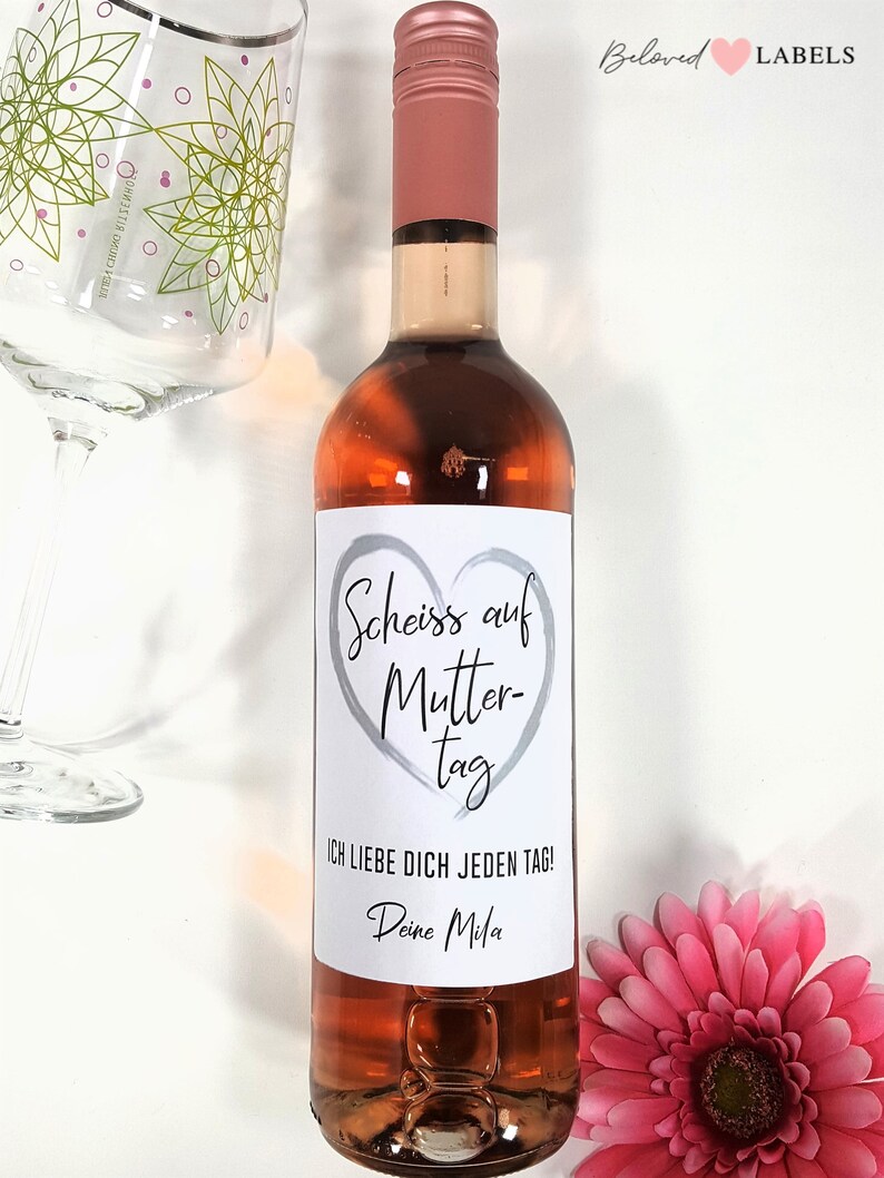 Personalisiertes Wein Flaschen Etikett Muttertag Geschenk Weinetikett Muttertagsgeschenk Beste Mama Mutter Scheiss auf mothers day gift Bild 2