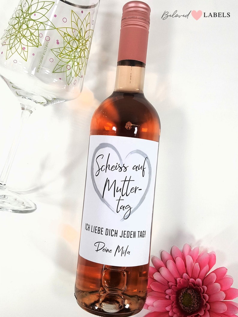 Personalisiertes Wein Flaschen Etikett Muttertag Geschenk Weinetikett Muttertagsgeschenk Beste Mama Mutter Scheiss auf mothers day gift Bild 1