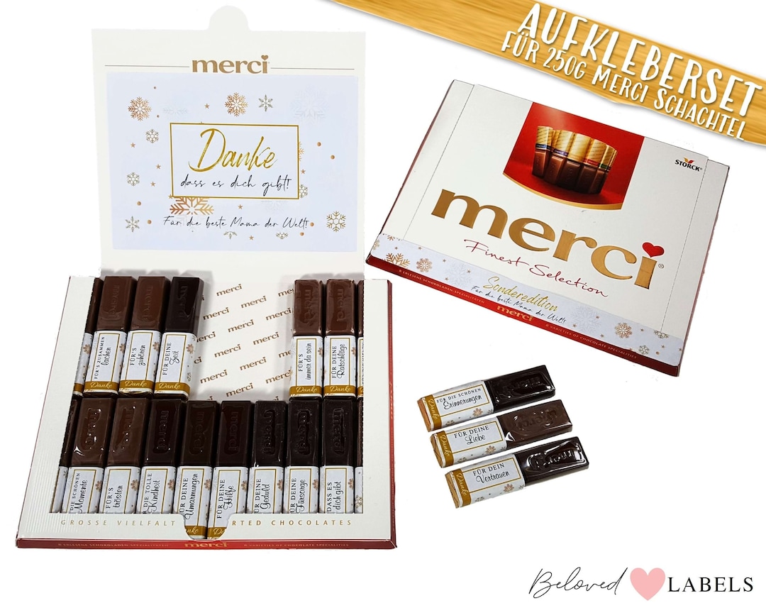 Personalisierte Merci Aufkleber Weihnachten | Weihnachten Geschenk ...