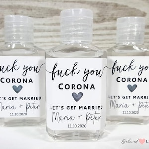 Personalisierte Hand Desinfektionsmittel Etiketten Aufkleber Hochzeit Gastgeschenk Corona Covid Verteile Liebe keine Keime Seife Fuck You Corona