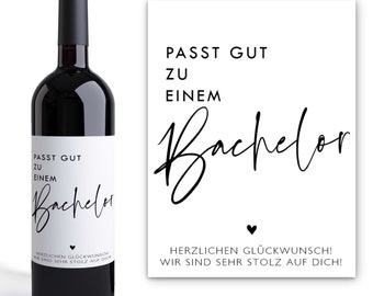 Bachelor gift | Goes well with | Personalized wine bottle label | Graduation | High school diploma | Master | Doctor | Training | Studies