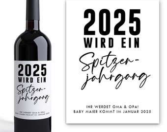 Personalized wine bottle label | Top vintage | Pregnancy announcement | Pregnant | Baby | Grandma | Grandpa | Aunt | Uncle | Announcement