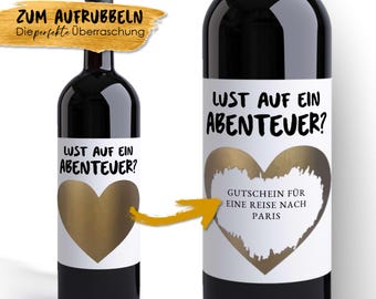 Scratchcard | Adventure Voucher | Personalized Wine Label | Christmas Birthday Valentine's Day Gift for Him | Time Instead of Stuff