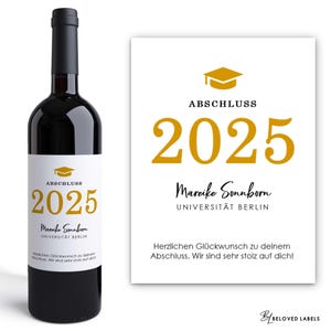 Abschlussgeschenk Abschluss 2025 | Personalisiertes Weinetikett | Geschenk Abitur Bachelor Master Absolvent Absolventin Promotion Ausbildung