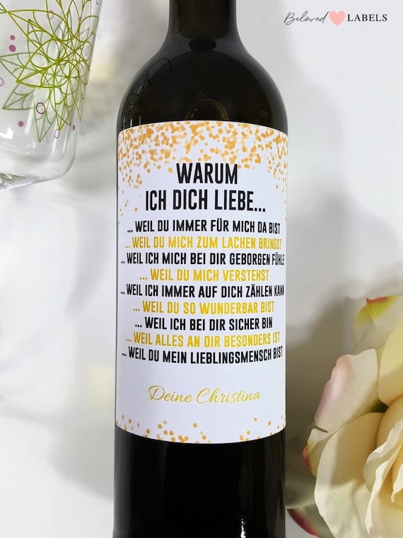 Personalisiertes Wein Flaschen Etikett Valentinstag ich dich liebe  Valentinstagsgeschenk für Männer Geschenk Weinetikett Ihn Mann Freund -  .de