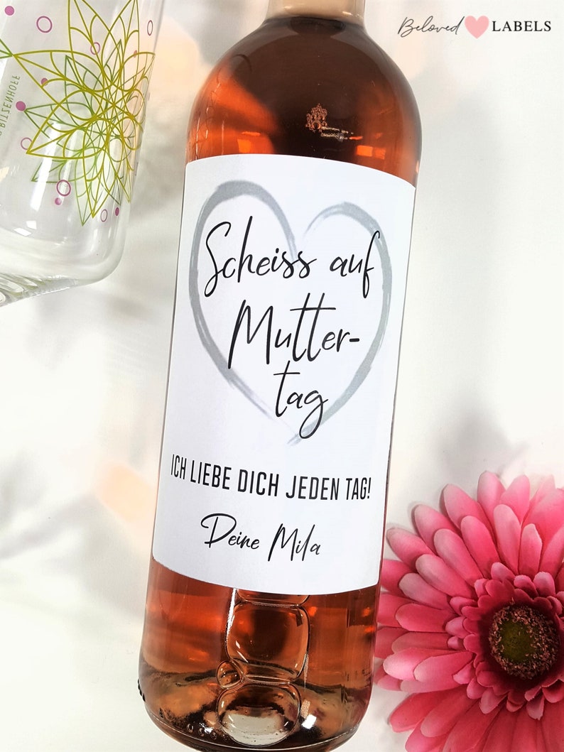 Personalisiertes Wein Flaschen Etikett Muttertag Geschenk Weinetikett Muttertagsgeschenk Beste Mama Mutter Scheiss auf mothers day gift Bild 3