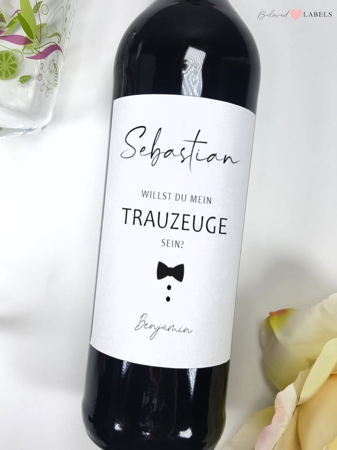 Personalisiertes Wein Flaschen Etikett Trauzeuge fragen Hochzeit Bester